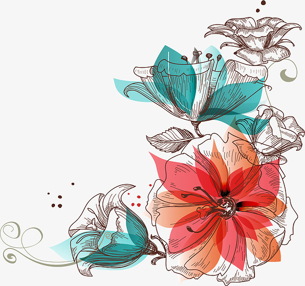 手绘花卉矢量图高清素材 艺术与自然的完美结合